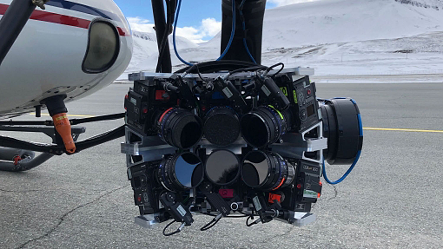 Helicopter Film Services' six 8K camera array for vfx shots