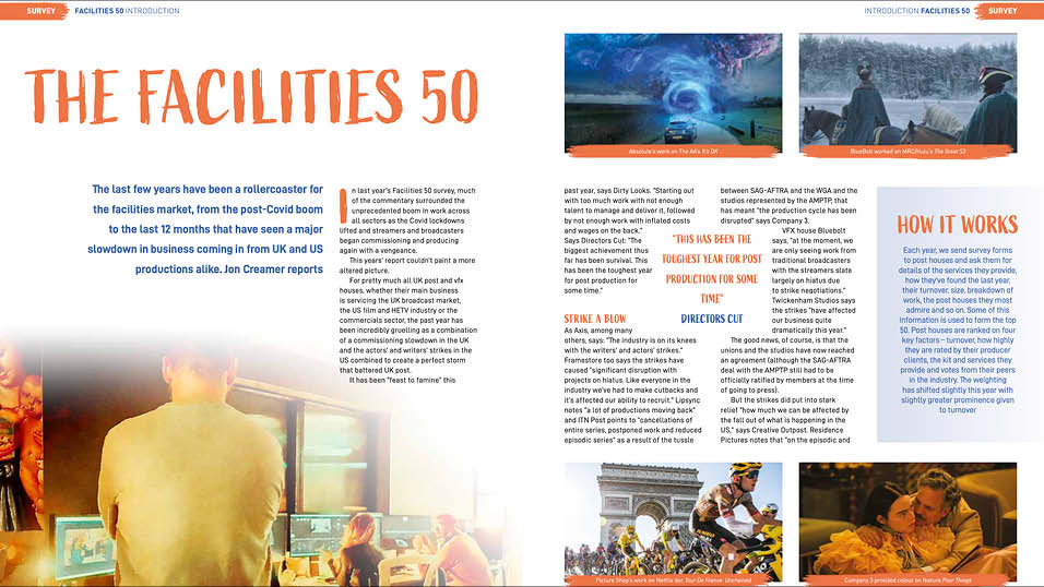 Televisual's 36th annual Facilities 50 survey published